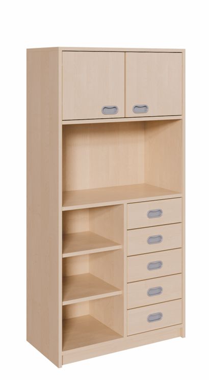 K Kombinationsschrank 160 cm, 5 Schübe re./li./Regal/2 Türen, 2 Breiten